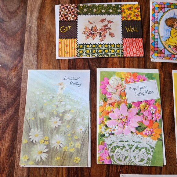 Vintage 70s Mod Unused Clean Greeting Card Lot of 10 Get Well Soon Sickness - Picture 2 of 6
